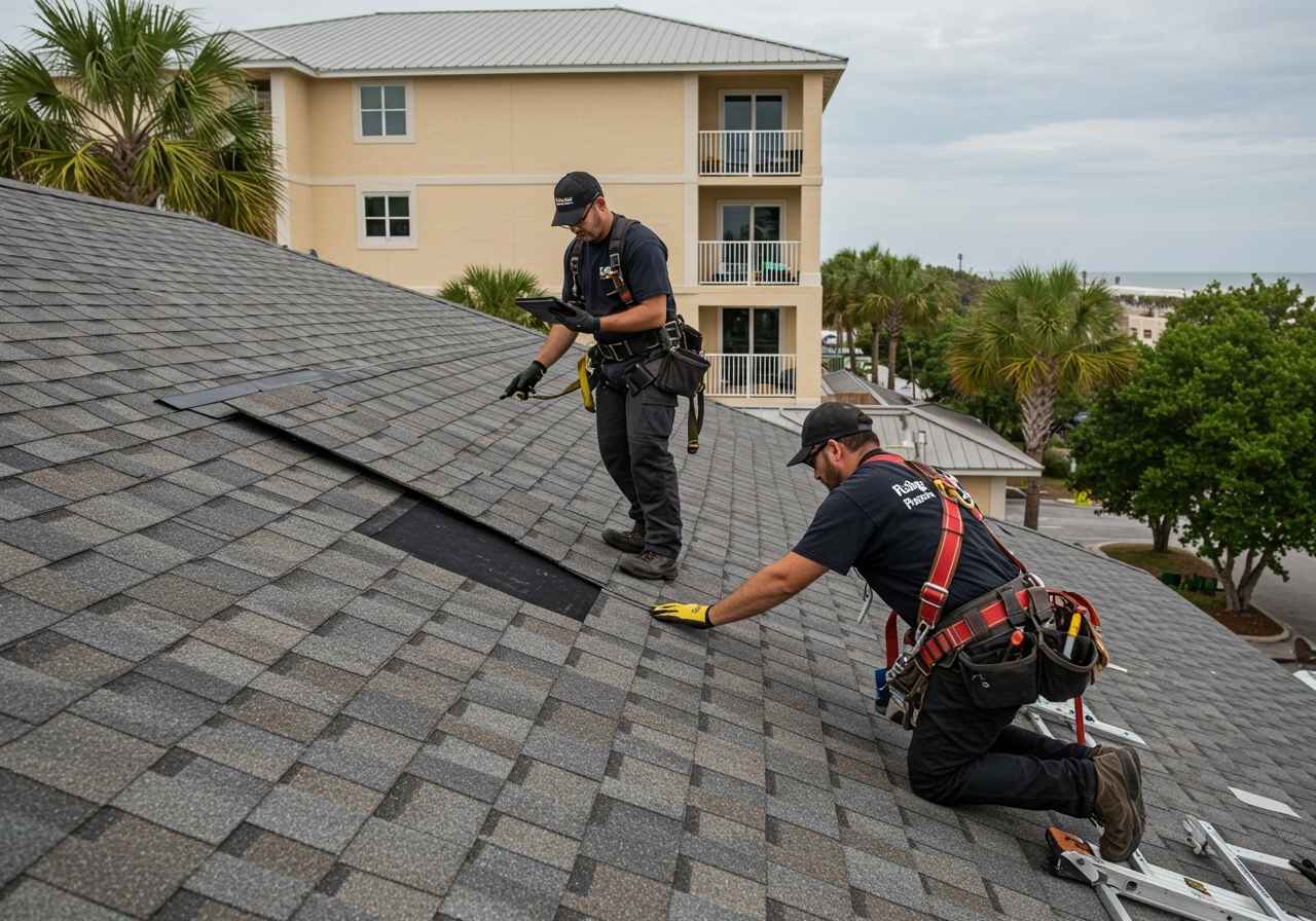 Florida roofing contractor performing routine inspection to detect early underlayment issues