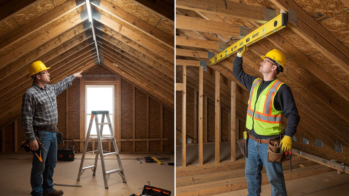 Side-by-side comparison of DIY tools vs. professional equipment for roof truss repair