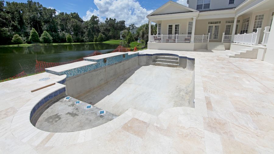 Modern backyard pool with custom design and professional construction