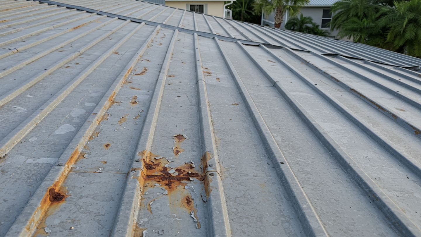 Checklist of warning signs for standing seam roof replacement, including rust and leaks